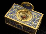 Reuge gilt and blue with clock
